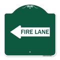 Signmission Designer Series Sign-Fire Lane Left Arrow, Green & White Aluminum Sign, 18" x 18", GW-1818-23982 A-DES-GW-1818-23982